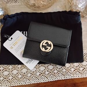 🔥Gucci Black Leather Wallet With Authentification Cards And Dust Bag🔥